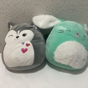 Squishmallows Heidi the Husky 8" Stuffed Plush & bunny sammy 8” set of 2